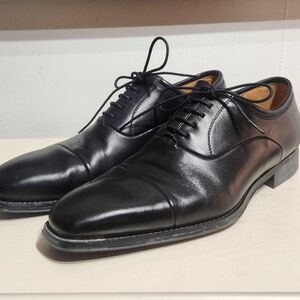Magnanni Black Leather Cap Toe Oxford Dress Shoes EU 43 US 10